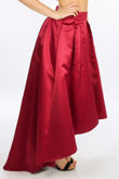 Burgundy Dip Back Satin Maxi Skirt 